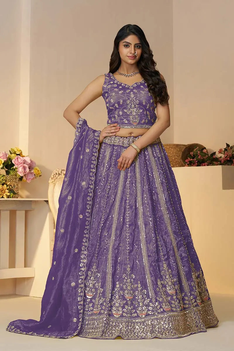 Purple Jimmy Choo Embroidered Lehenga Set KSR