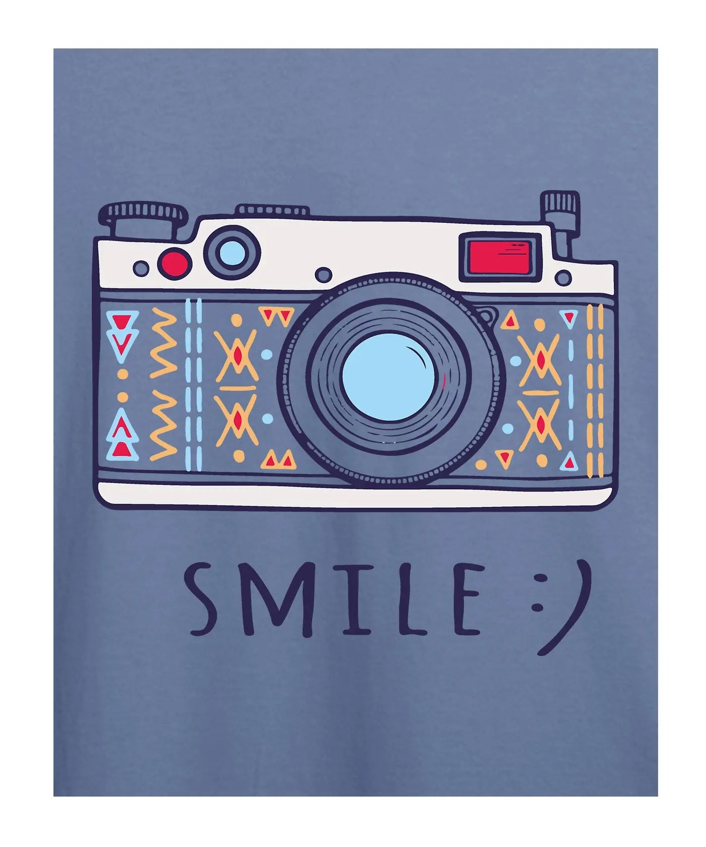 "Smile" - Women’s T-Shirt –  Premium Round Neck - Pigeon Blue - 100% Cotton