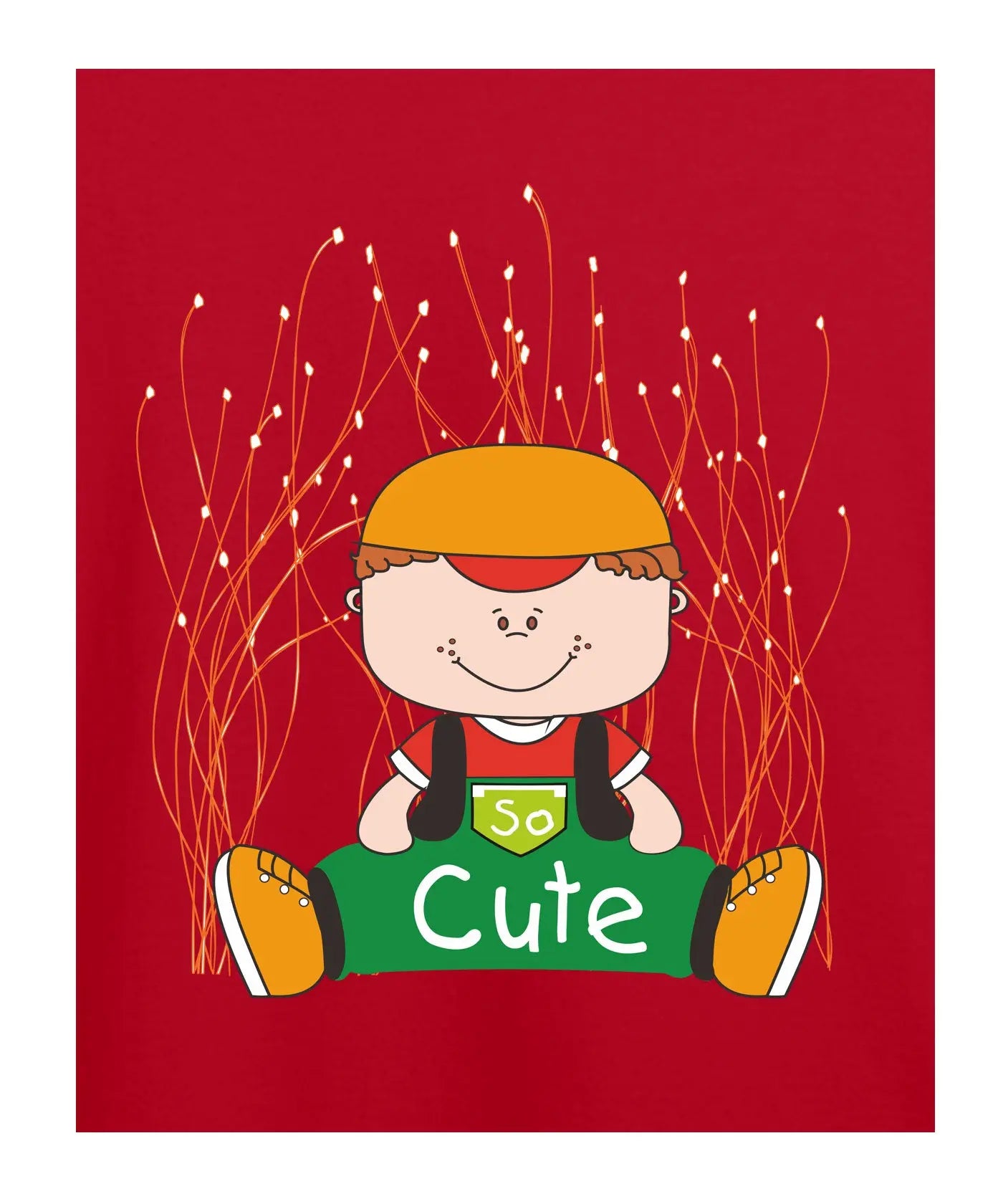 "So Cute" - Kids Unisex T-Shirt – Premium Round Neck - Red - 100% Cotton