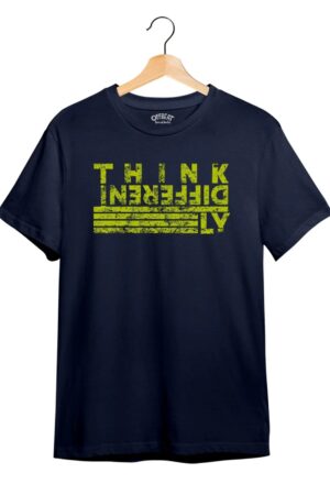 "Think Differently" Printed T-Shirt – Premium Round Neck - Navy Blue - 100% Cotton Offbeat