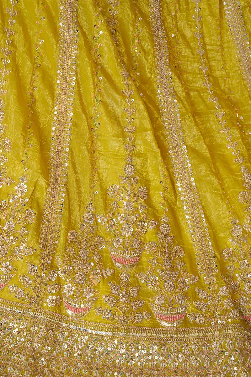 Yellow Lehenga with Intricate Sequins & Cut Dana Work